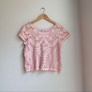 Express Pink Sheer Lace Top
